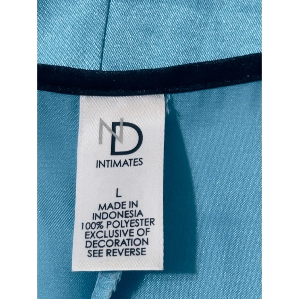 ND‎ Intimates Womens Chemise Nightgown Large Blue Satin Lace Trim Lingerie